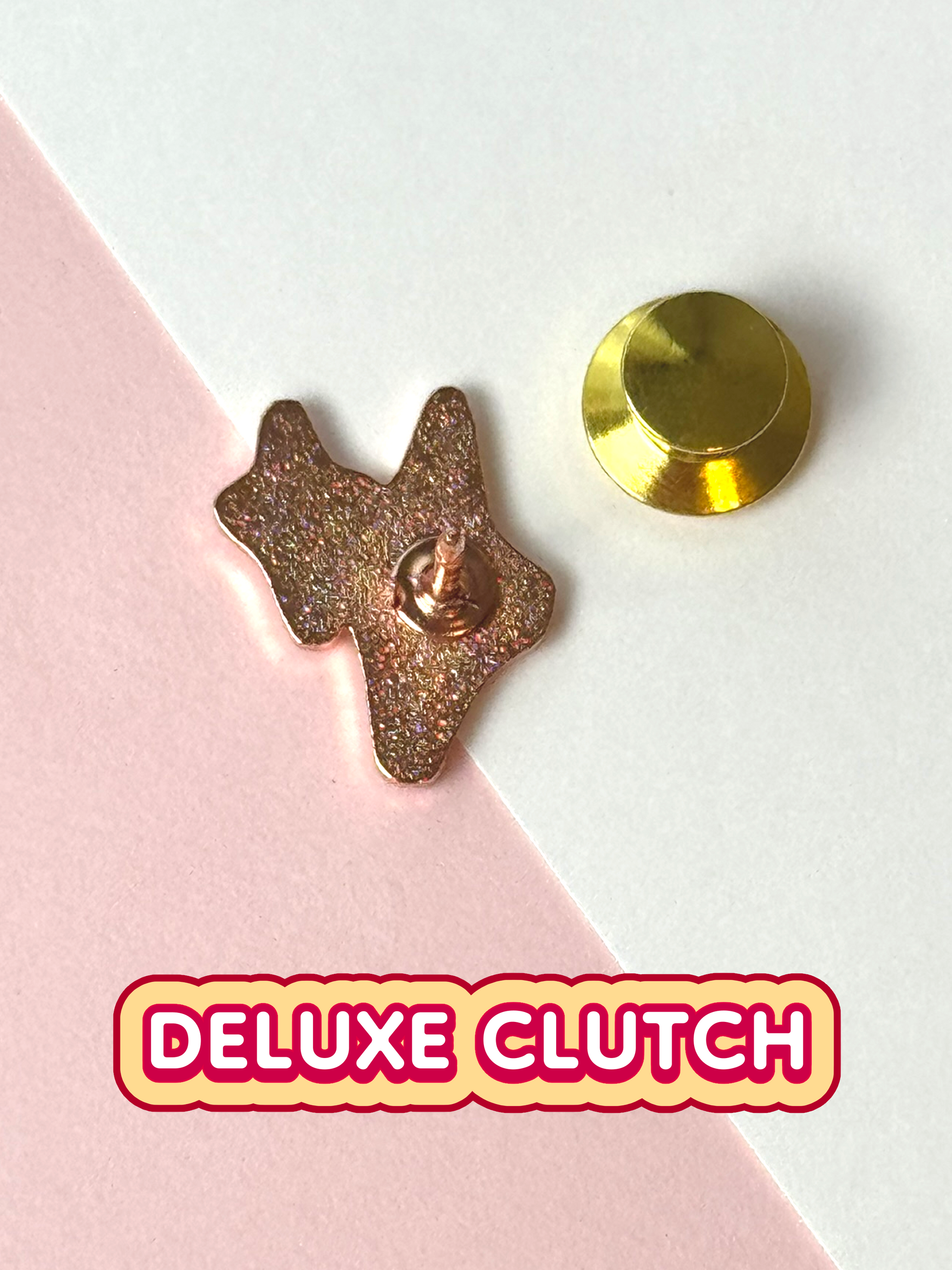 The sparkles pin comes with one deluxe clutch
