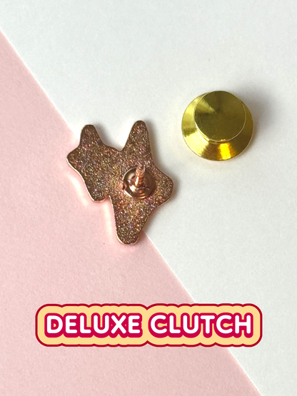 The sparkles pin comes with one deluxe clutch