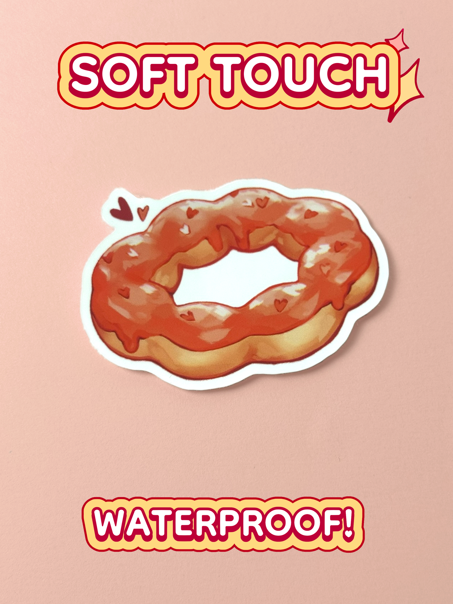 The donut sticker is soft touch and waterproof.