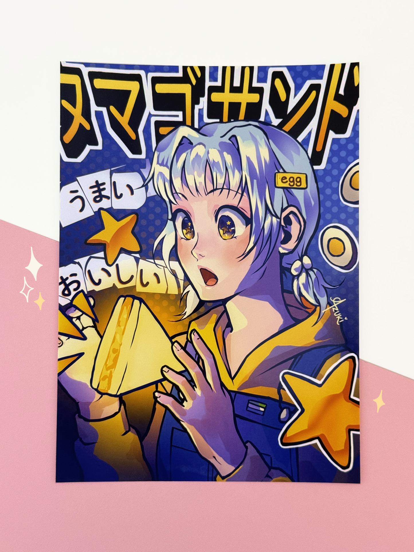 The tamago sando print is displayed on paper.