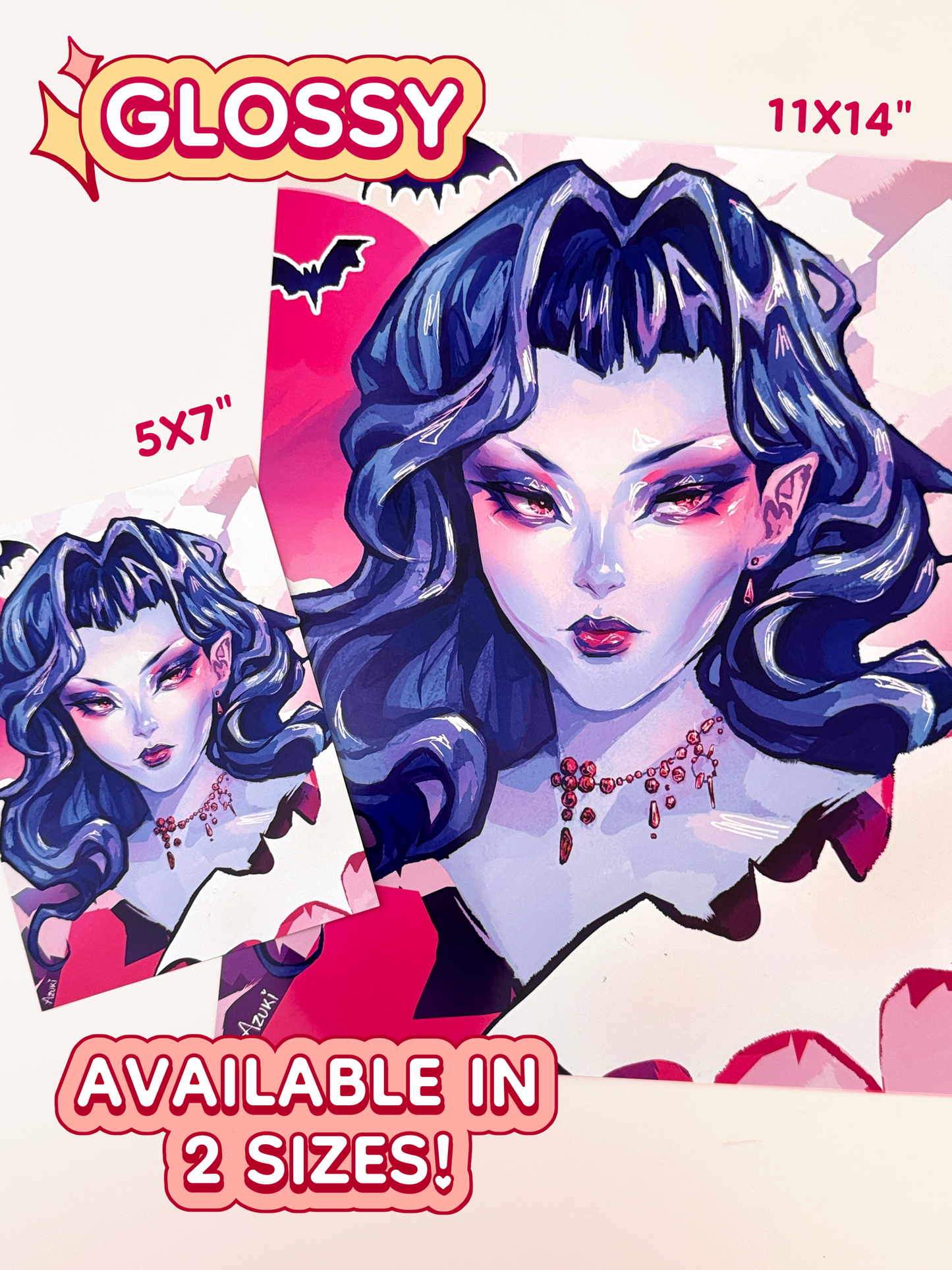 The Vamp print measures 11 inches by 14 inches, and 5 inches by 7 inches. The print is on glossy paper.