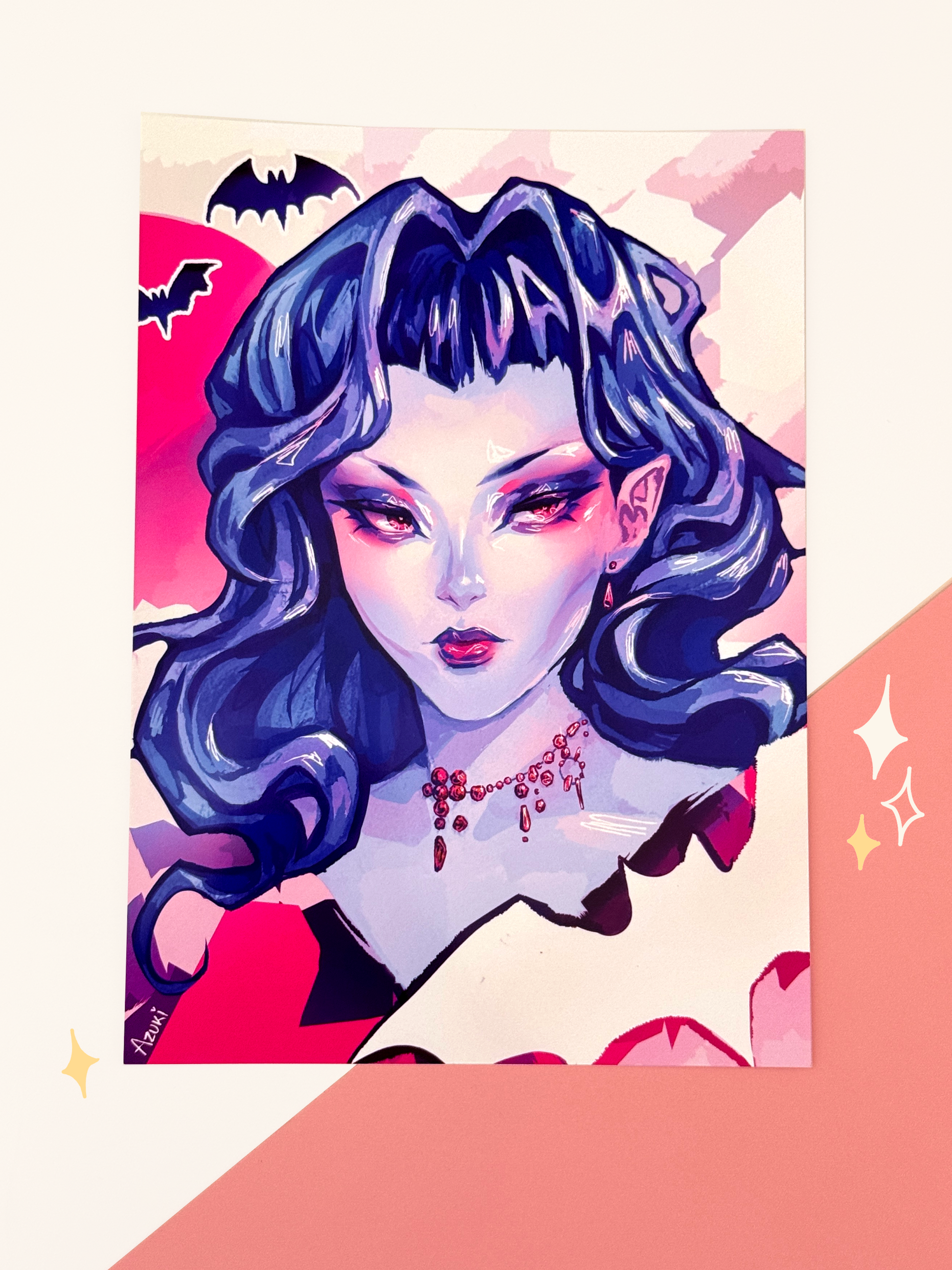 The Vamp print is displayed on paper.