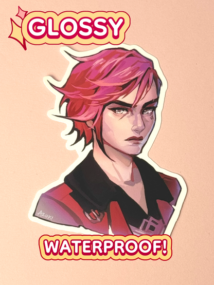 The Vi sticker is glossy and waterproof.