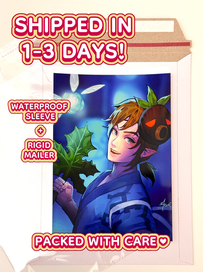 The yukata Link ships in 1 to 3 days in a waterproof sleeve and rigid mailer.