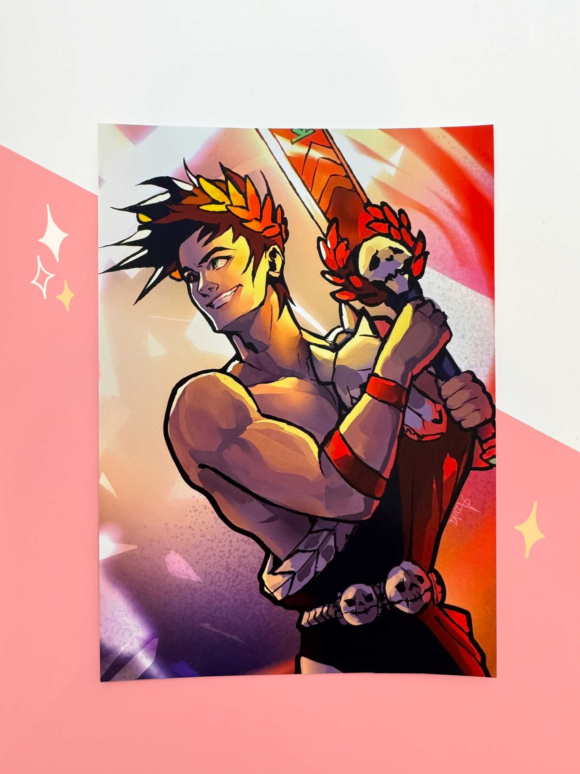 The Zagreus print displayed on paper.