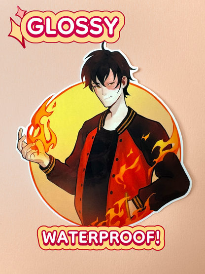 The Zuko sticker is glossy and waterproof.
